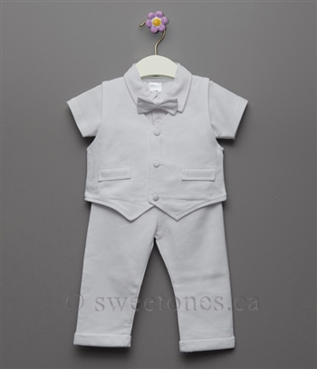 christening suit outfit vest cotton boys justin bb